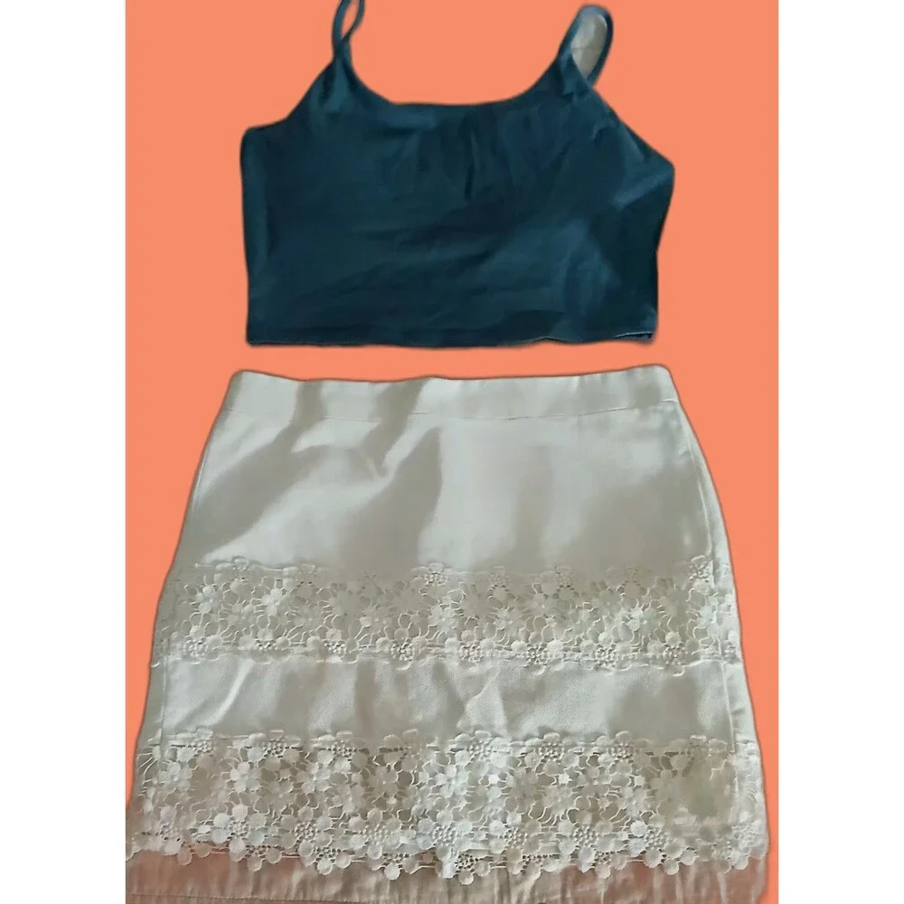 J.Crew Ivory Lace Trim Mini Skirt 4 Cotton Floral Eyelet Quiet Luxury Feminine
